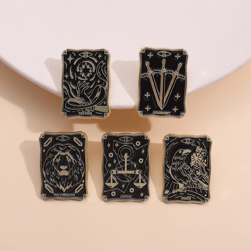 Magic Diablo Tarot Card Enamel Pin Sun Moon Star Justices Balance Badge Brooches Punk Gothic Jewelry Metal Halloween Gifts
Magic Diablo Tarot Card Enamel Pin Sun Moon Star Justices Balance Badge Brooches Punk Gothic Jewelry Metal Halloween Gifts