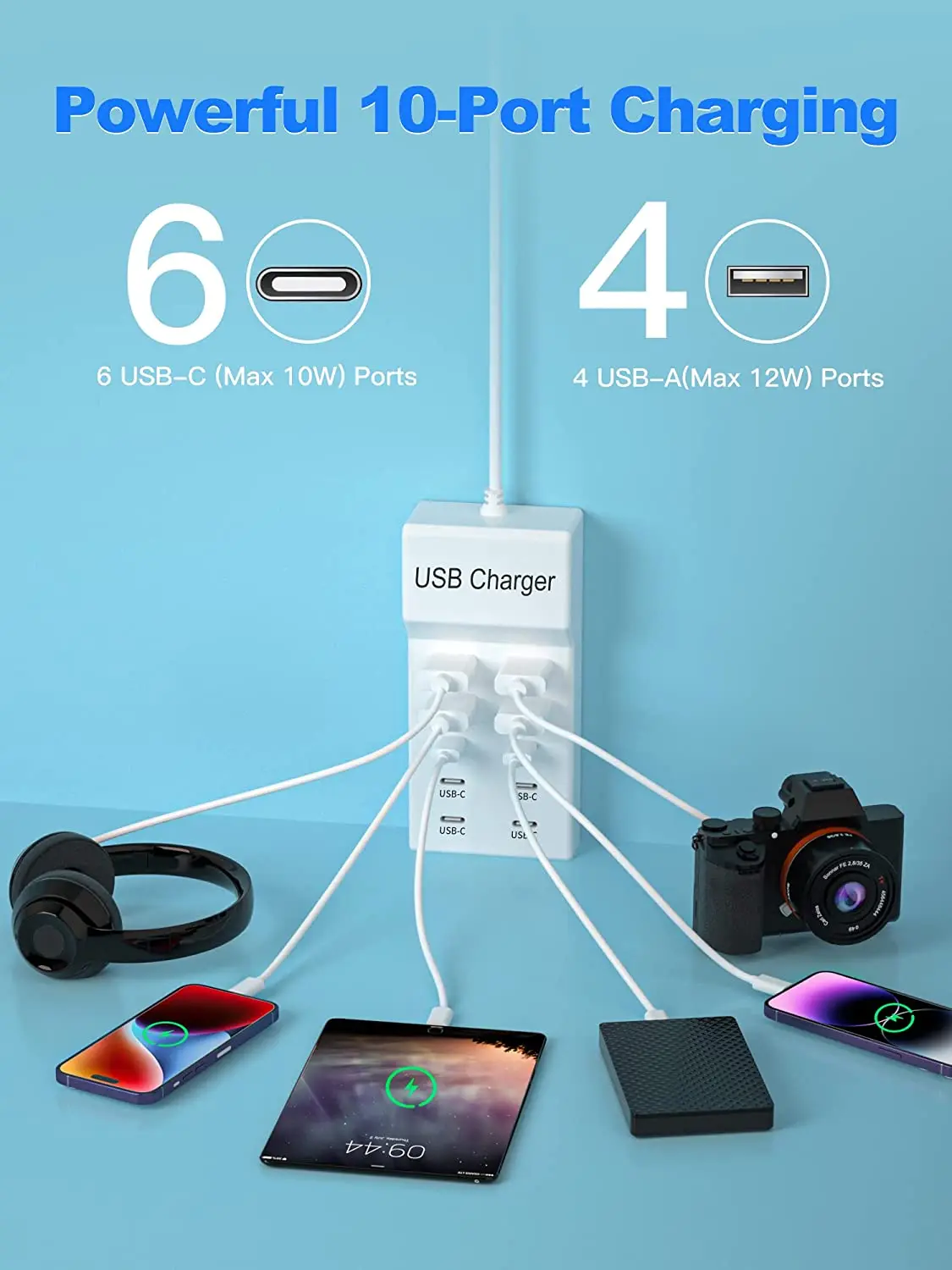 USB C Charging Station 4 USB-C Ports Charger Hub 10-Port USB Charger Dock for iPhone 14/13/12/11/X/8/7/6 Phones Tablet Watch
USB C Charging Station 4 USB-C Ports Charger Hub 10-Port USB Charger Dock for iPhone 14/13/12/11/X/8/7/6 Phones Tablet Watch
