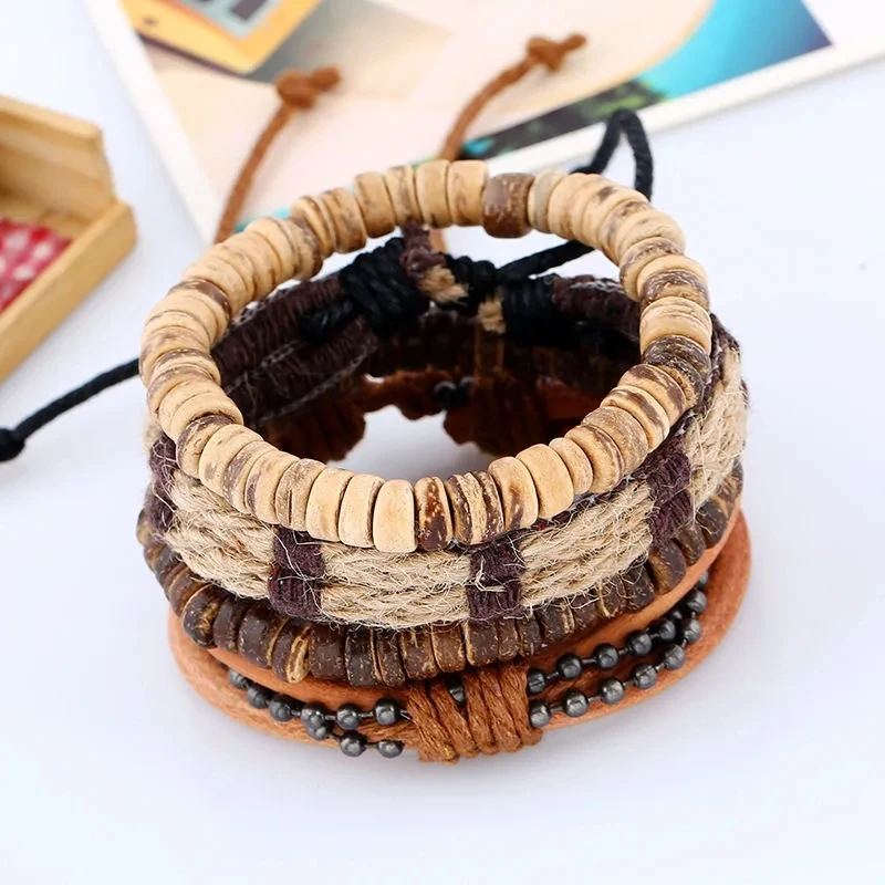 New Coconut Shell Flavor Wrist Decoration Set With Hemp Rope Woven Beaded Cowhide Academy Style Men's And Women's Bracelets 
New Coconut Shell Flavor Wrist Decoration Set With Hemp Rope Woven Beaded Cowhide Academy Style Men's And Women's Bracelets