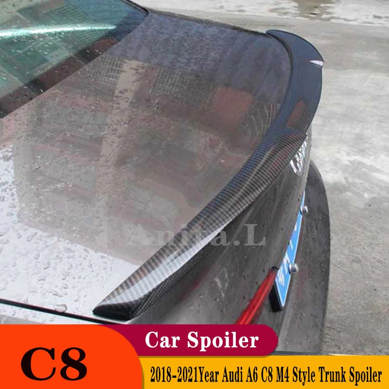 

For A udi A6 C8 Sedan Spoiler 2019 2020 2021 M4 Style Carbon Fiber Material Car Rear Wing Body Kit Styling Decorate Accessories