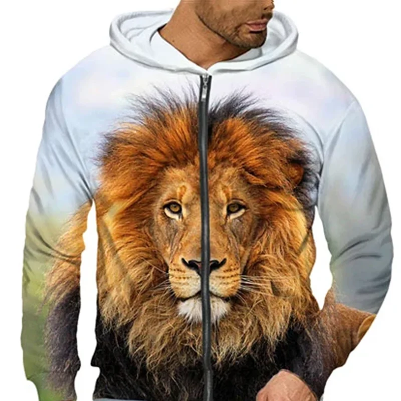 New men's zippered sweater 3D lion print hoodie spring autumn casual hooded coat polyester loose fitting sportswear hip-hop top
New men's zippered sweater 3D lion print hoodie spring autumn casual hooded coat polyester loose fitting sportswear hip-hop top