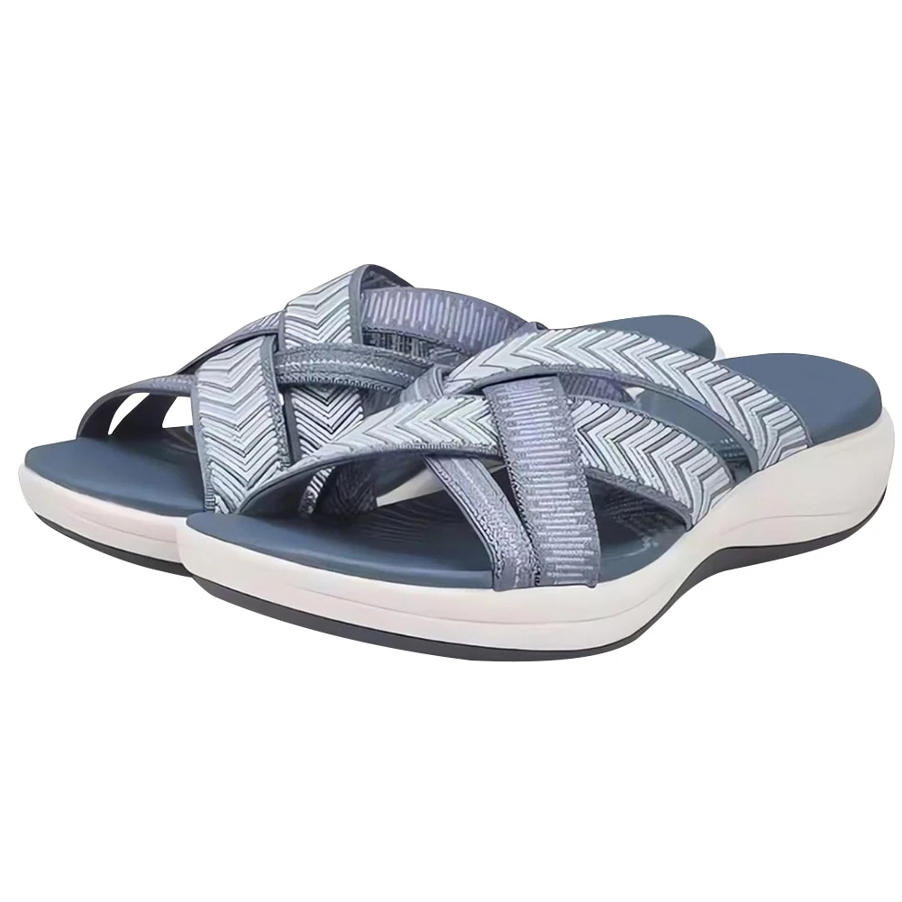 

Women Thick Cushion Slippers Wide Width Cross Strap Slip On Slides Lightweight Platform Wedge Sandals for Summer