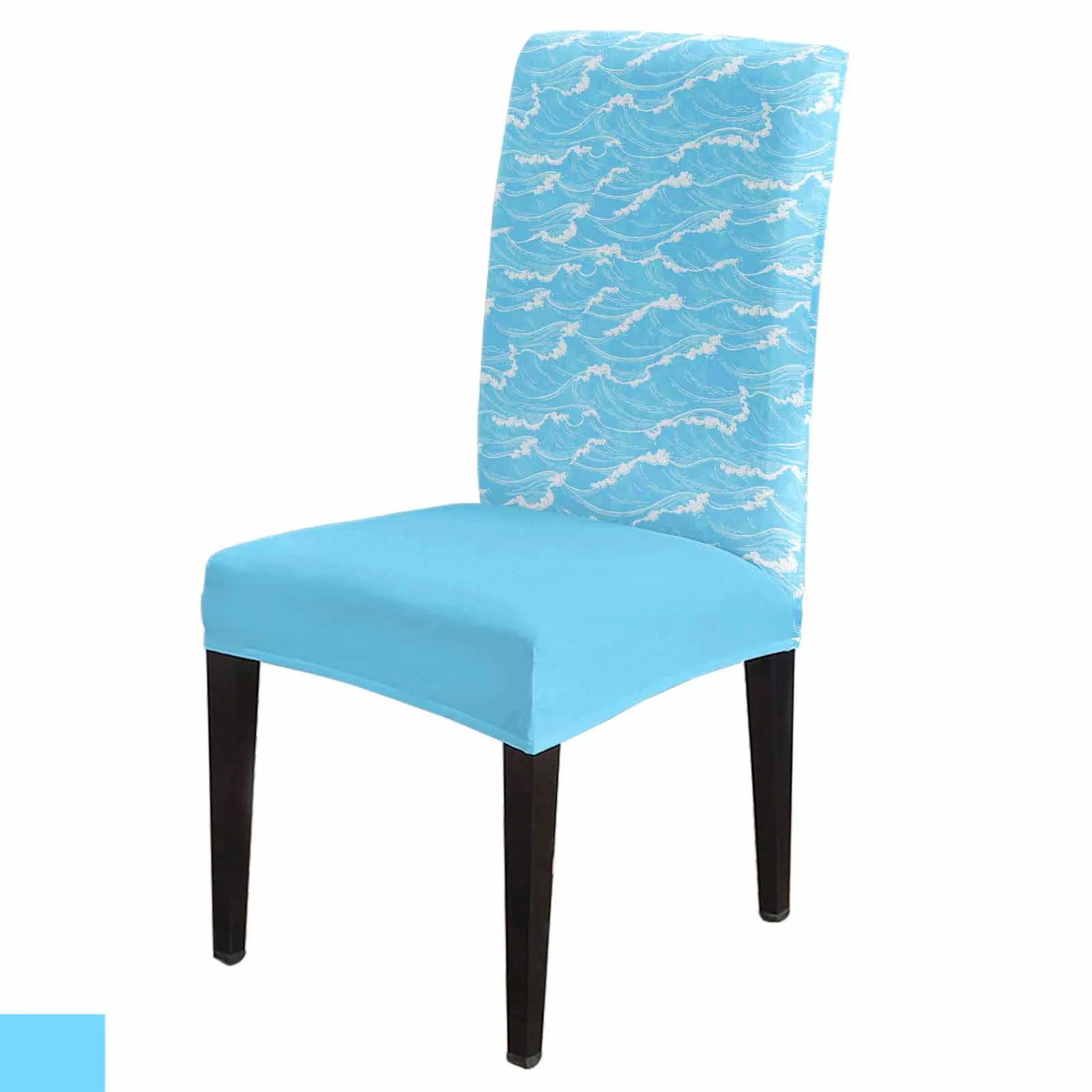 

Ocean Abstract Waves Summer Chair Cover Spandex Elastic Dining Chair Slipcover Wedding Banquet Hotel Stretchy Seat Cover