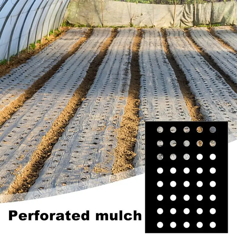 

10M 5 Holes Black Perforated Garden Mulch Film Garden Vegetable Plants Grow Films Protection Cover Weeed Control Greenhouse