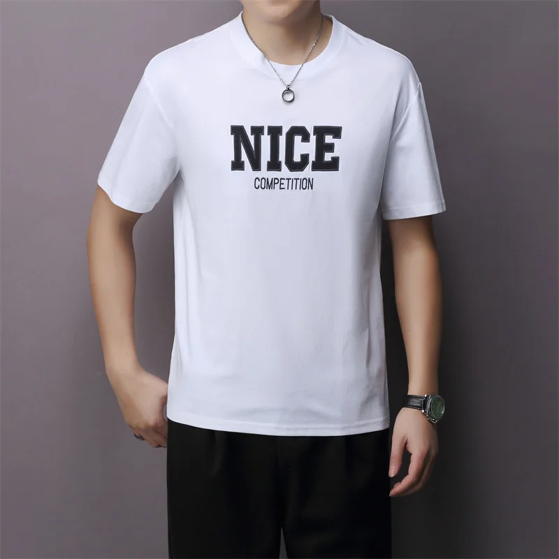 Футболка AISHUNP мужская с вышивкой и надписью, Высококачественная хлопковая уличная одежда, футболка с коротким рукавом, повседневная мужская одежда 
Футболка AISHUNP мужская с вышивкой и надписью, Высококачественная хлопковая уличная одежда, футболка с коротким рукавом, повседневная мужская одежда