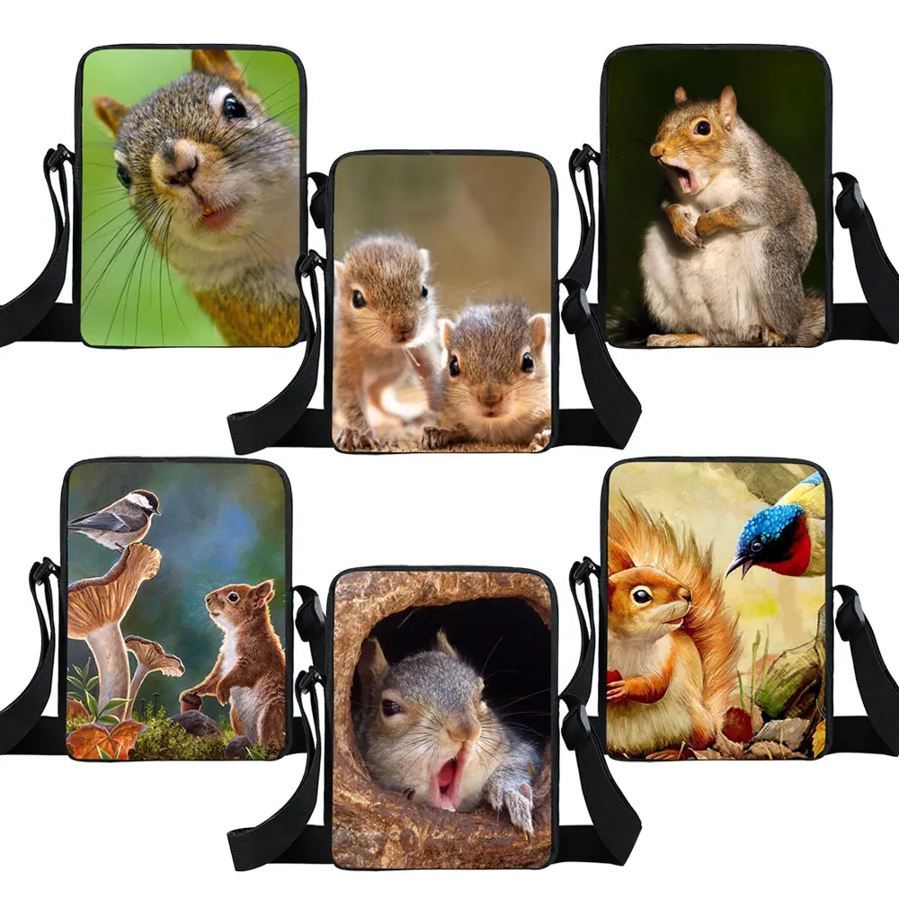 

Cute Squirrel Print Crossbody Bag Red Squirrel Shoulder Bag Handbag Messenger Bag Handbag Phone Houlder Shoulder Book Bags