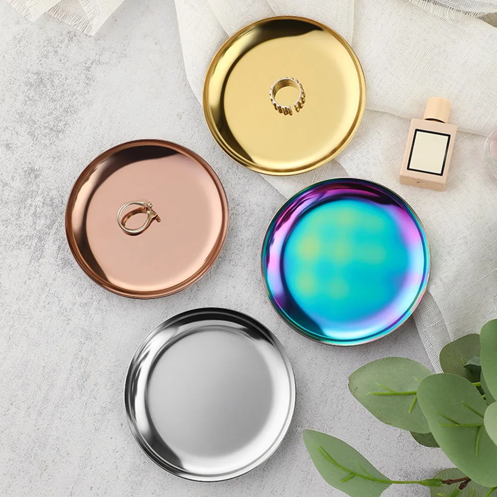 Stainless Steel Round Cosmetics Jewelry Storage Tray Desktop Ring Bracelet Necklace Storage Tray Stand For Jewelry
Stainless Steel Round Cosmetics Jewelry Storage Tray Desktop Ring Bracelet Necklace Storage Tray Stand For Jewelry