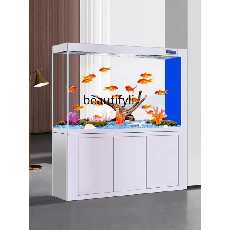 

Fish Tank Living Room Home Screen Floor Super White Glass Aquarium Ecological Change Water Medium Large New Fish Globe