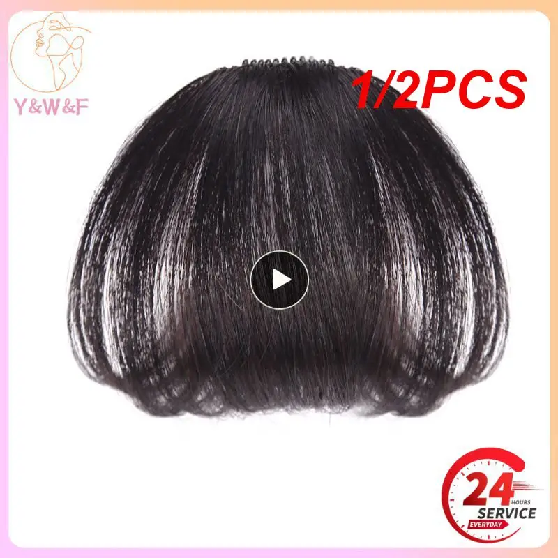 

1/2PCS High Quality Hair Clips Fringe Hair Pieces False Synthetic Hair On The Clips Front Neat Bang Good Hair Styling