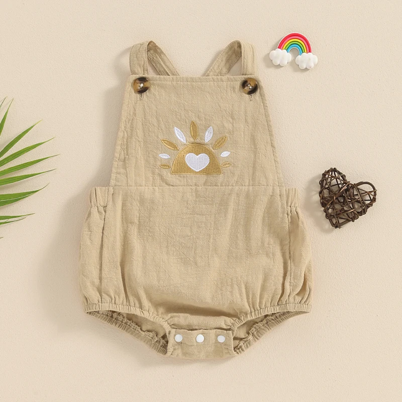 

0-18M Infant Baby Girl Summer Romper Cute Embroidered Sleeveless Jumpsuit for Newborn Toddler Cute Bodysuit Clothes