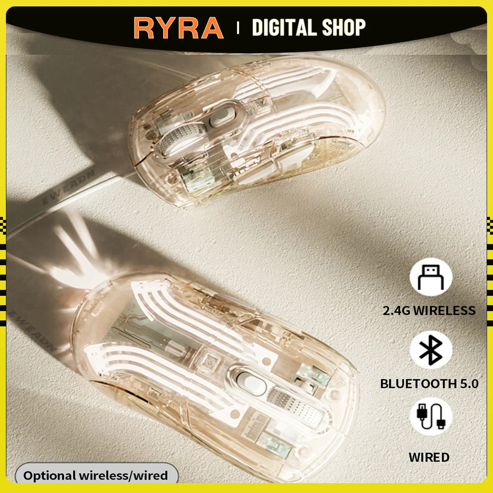 RYRA Transparent Concept Game Mouse Rechargeable Wired/Wireless Bluetooth Mute Ergonomic Mouse For Computer Laptop RGB Mice
RYRA Transparent Concept Game Mouse Rechargeable Wired/Wireless Bluetooth Mute Ergonomic Mouse For Computer Laptop RGB Mice