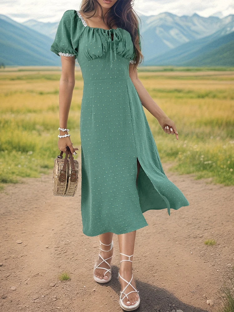 JIM & NORA Lace Patchwork Skirt Slit Commuting Temperament Summer New Square Neck A-line Dresses For Women Vestidos Para Mujer
JIM & NORA Lace Patchwork Skirt Slit Commuting Temperament Summer New Square Neck A-line Dresses For Women Vestidos Para Mujer