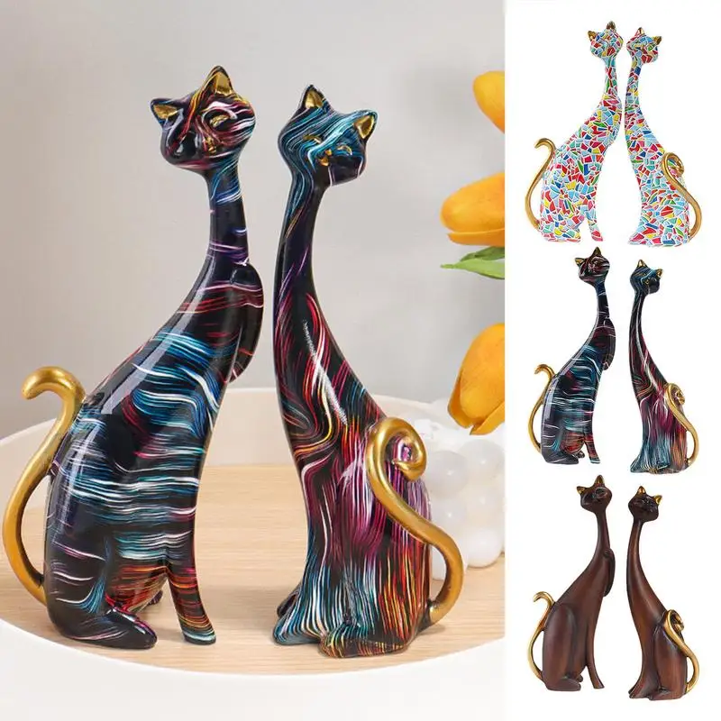 

Cat Decoration Resin Abstract Ornaments Figurines Bedroom Desktop Porch Cat Sculpture GIFT for cat lovers Office Home Decor