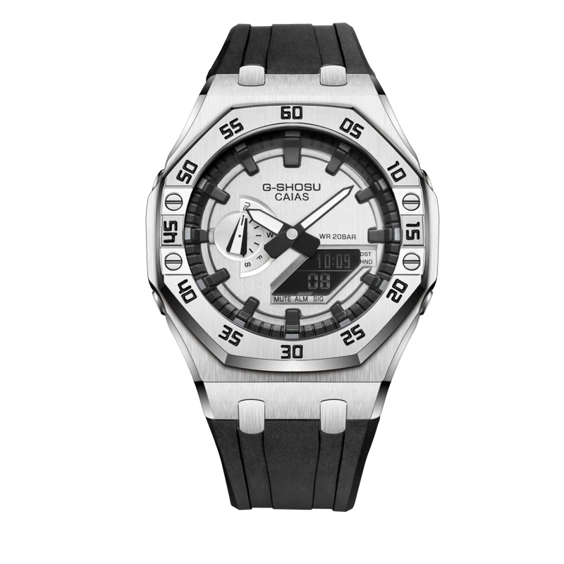 

Original Shock Watch 2100 Men's Sports Quartz Digital Watch Alloy Ultra Thin Dial Full Function LED Time Time GM Oak Series
