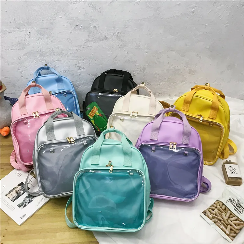 2023 New ita Fashion Backpack PVC Creative Candy Color transparent Student schoolbag Waterproof Travel Back pack itabag
2023 New ita Fashion Backpack PVC Creative Candy Color transparent Student schoolbag Waterproof Travel Back pack itabag