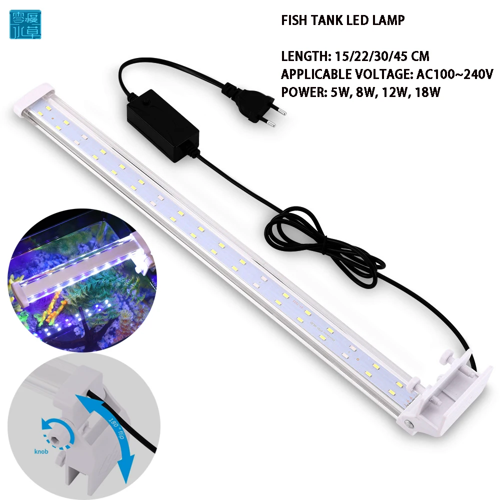 LED Aquarium Lighting RGB Aquatic Plant Light 15-45CM Blue White Lights Adjustable Clip-on for Fish Tank Color Lamp AC100-240V
LED Aquarium Lighting RGB Aquatic Plant Light 15-45CM Blue White Lights Adjustable Clip-on for Fish Tank Color Lamp AC100-240V