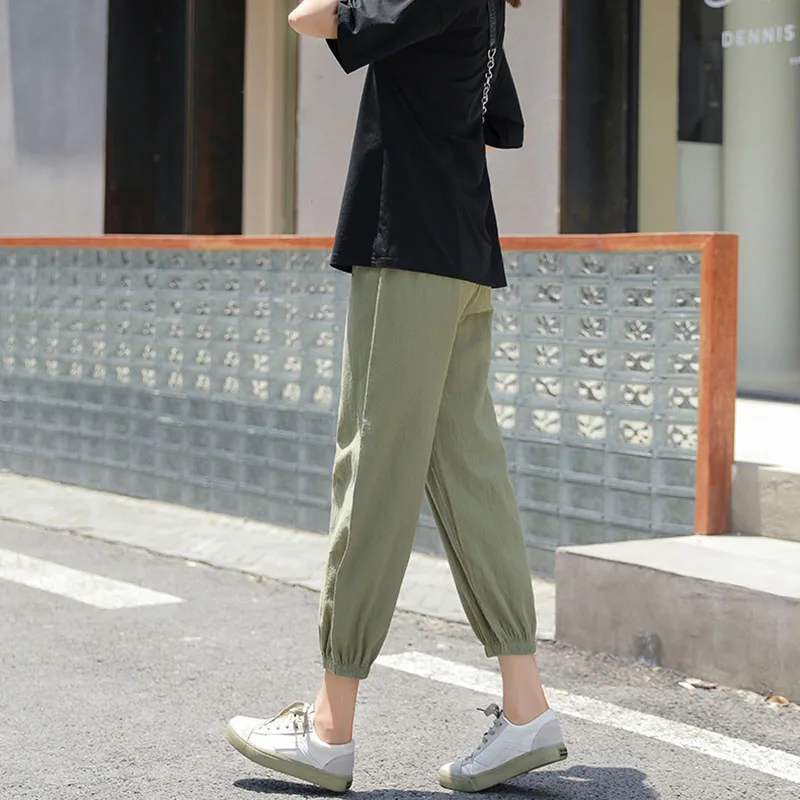Women Casual Loose Cozy Harem Pants for 2026 New Summer Elastic Waist Beach Linen Pants Solid Color All-match Lantern Trousers 52 S43d8171924894a6c98f324f10fe9f439C