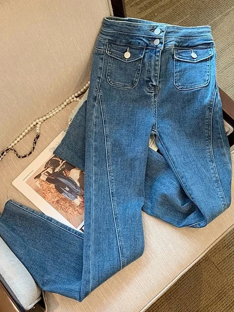 Spring Autumn Double Button Chic Pocket Denim Trousers Korean Fashion Streetwear Blue Baggy Jeans Classic Vaqueros Women Pants
Spring Autumn Double Button Chic Pocket Denim Trousers Korean Fashion Streetwear Blue Baggy Jeans Classic Vaqueros Women Pants