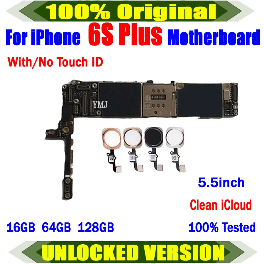 Motherboard Original Unlock For iphone 6S Plus 5.5inch Mainboard With/No Touch ID For iphone 6S Plus Logic Board 100% Tested
Motherboard Original Unlock For iphone 6S Plus 5.5inch Mainboard With/No Touch ID For iphone 6S Plus Logic Board 100% Tested