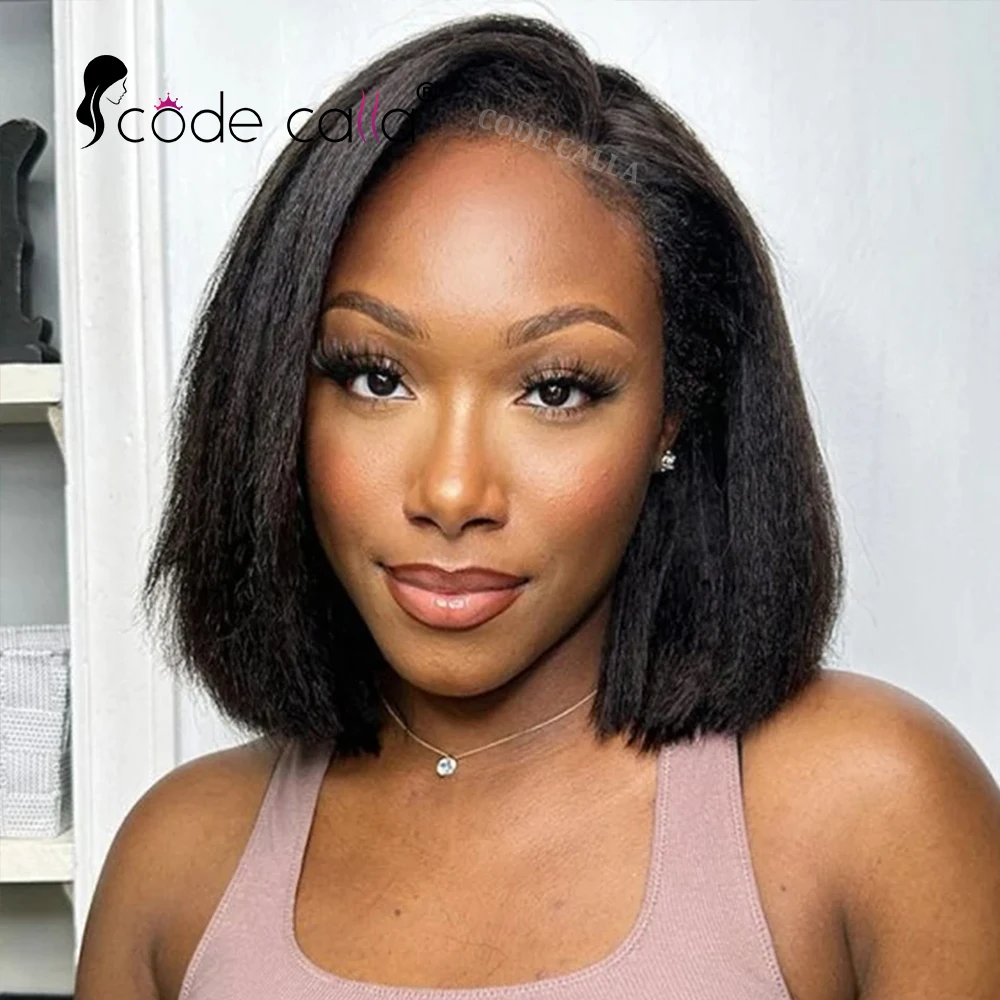 

180% Colored Short Afro Kinky Curly Bob Human Hair Wig for Women Brazilian Remy Hair Ombre Brown 13X4 Lace Loose Deep Wavy Wigs