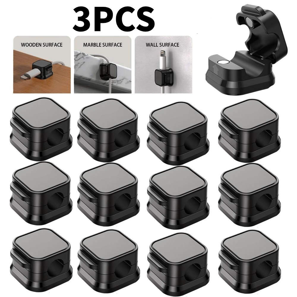 

3PCS Magnetic Cable Clips Cable Smooth Adjustable Cord Holder Under Desk Cable Management Wire Keeper Cable Organizer Holder
