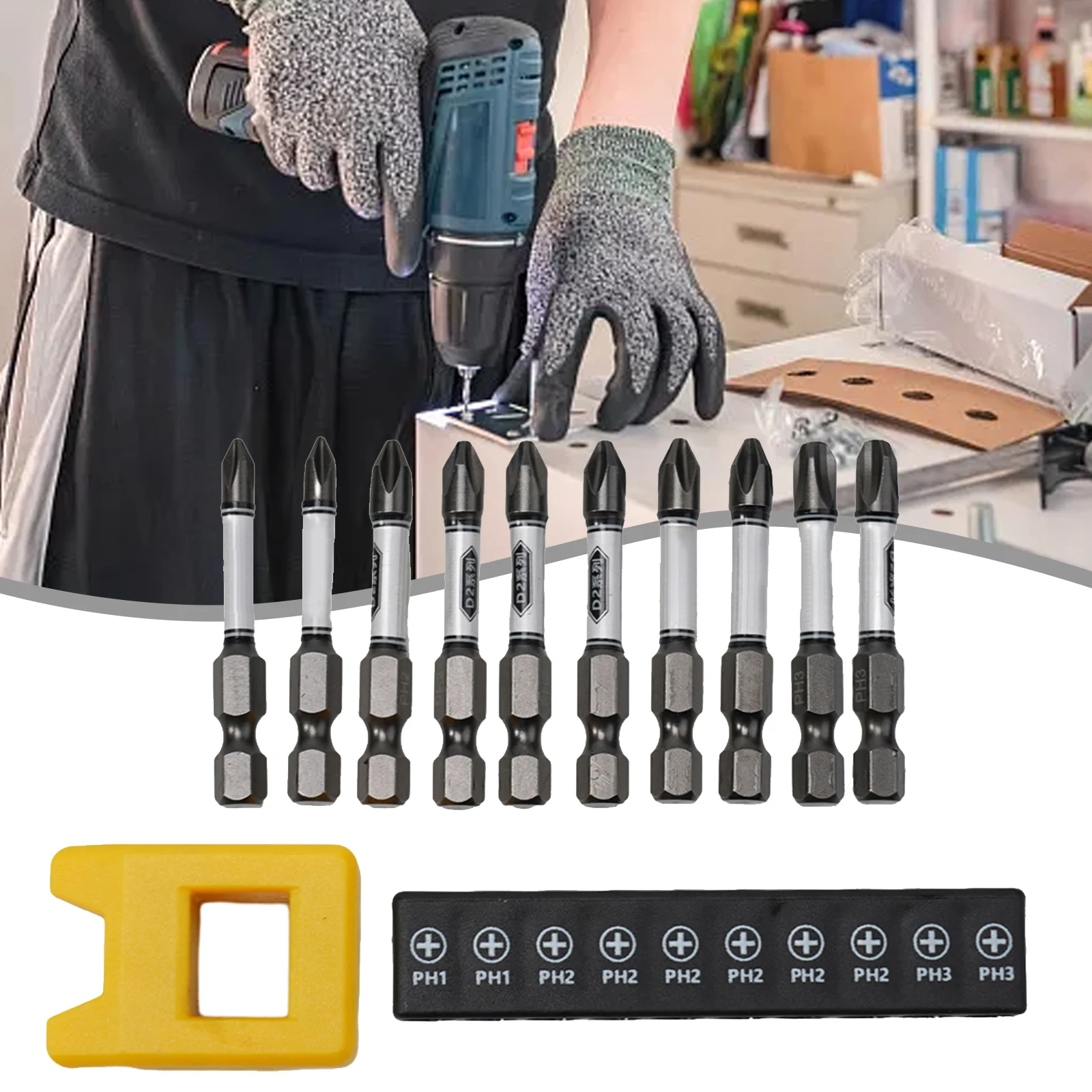 10pcs Screwdriver Bits With 2 In 1 Magnetizer 50mm Screwdriver Bits Set PH2 T15 H4 Bits Hex Shank With Magnetizer Tools
10pcs Screwdriver Bits With 2 In 1 Magnetizer 50mm Screwdriver Bits Set PH2 T15 H4 Bits Hex Shank With Magnetizer Tools