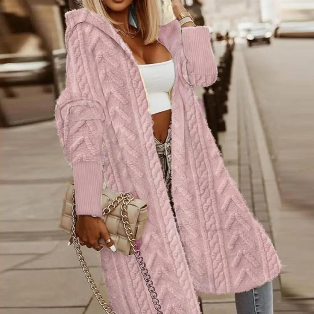 Women Long Sleeve Knit Coat Stylish Women's Knee-length Sweater Cardigan Solid Color Long Knitting Coat with Hood Jacquard
Women Long Sleeve Knit Coat Stylish Women's Knee-length Sweater Cardigan Solid Color Long Knitting Coat with Hood Jacquard