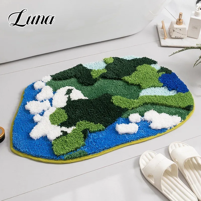 

Luxury Moss Tufted Carpet Bedroom Decor Super Soft Washroom Floor Mat Layered Irregular Area Rug 3D Plush Carpet for Living Room