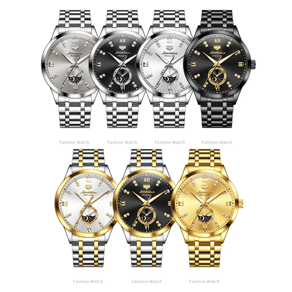JSDUN-Montre Mécanique existent pour Homme, Certification Originale, Étanche, Phase de Lune, Montre-Bracelet à la Mode 6