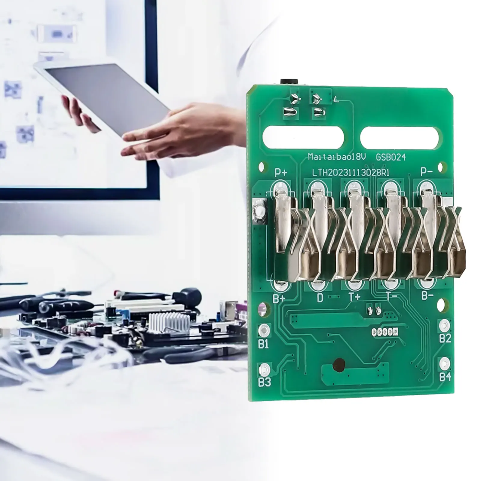For Metabo 18V Lithium Battery Rack PCB Board Charger Protection Circuit Battery Repair and Assembly Green Plastic + Metal
For Metabo 18V Lithium Battery Rack PCB Board Charger Protection Circuit Battery Repair and Assembly Green Plastic + Metal