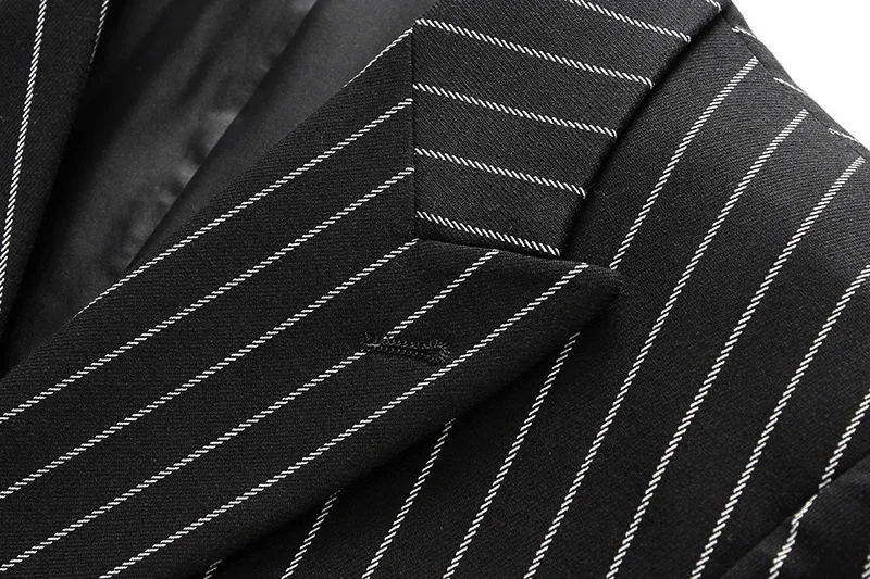 Fashion Men Double Breasted Striped Suit 2 Piece Black / Wine Red Homme Business Social Wedding Party Blazers and Trousers 235 S43e22827b98745c6892b7fa02817cb40u