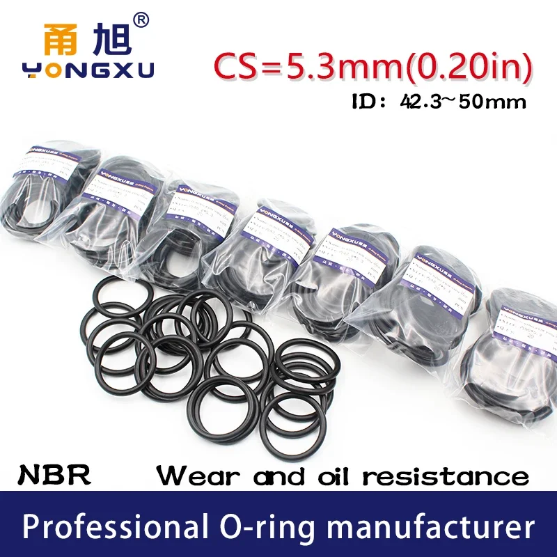 5PC/lot Rubber Ring NBR Sealing O-Ring CS5.3mm ID42.3/43.7/45/46.2/47.5/48.7/50*5.3mm O Ring Seal Gasket Nitrile Oring Oil Rings
5PC/lot Rubber Ring NBR Sealing O-Ring CS5.3mm ID42.3/43.7/45/46.2/47.5/48.7/50*5.3mm O Ring Seal Gasket Nitrile Oring Oil Rings