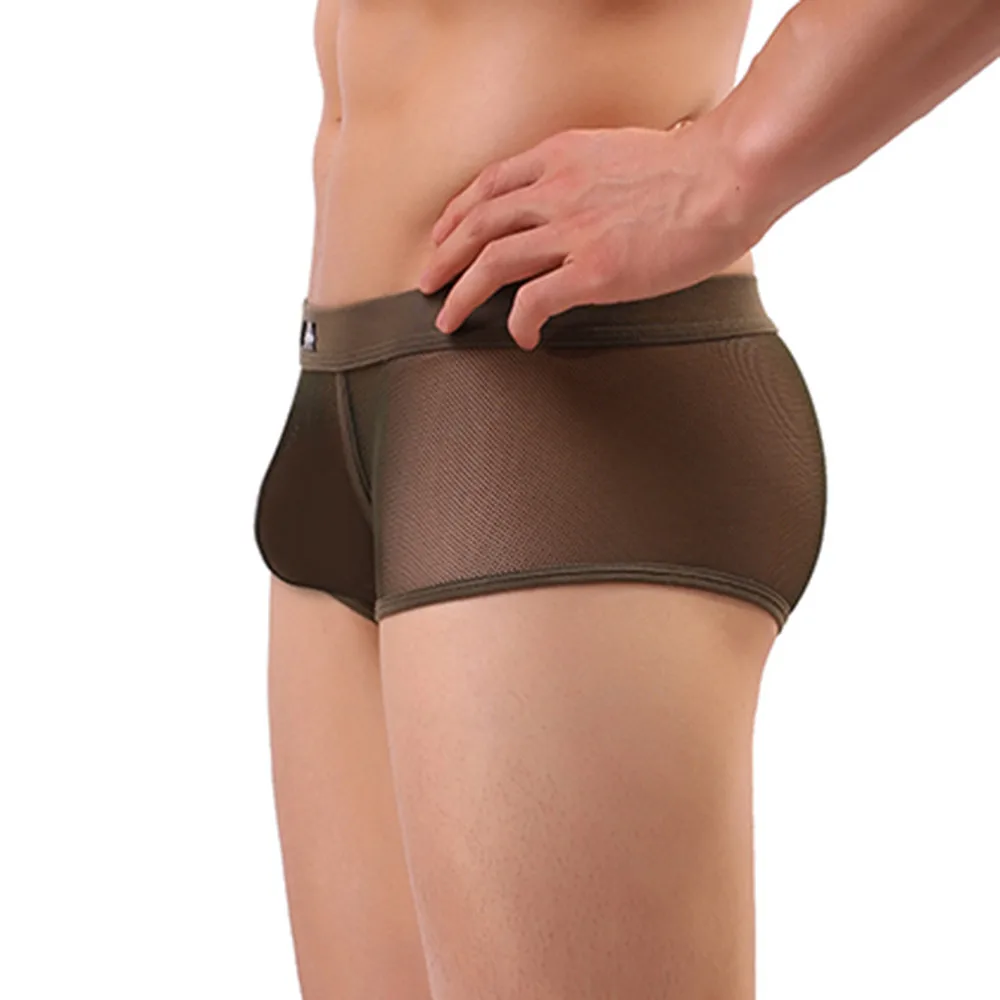 

Mens Sexy Soft Briefs Breathable Translucent Mesh Underwear Bulge Pouch Underpants Low Waist Boxer Brief Male Lingerie