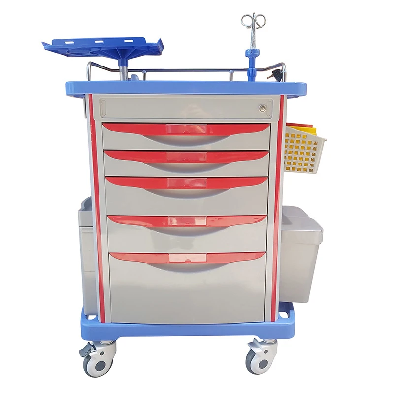 

2023 Hospital instrument carts medical crash cart ABS plastic trolley with drawers