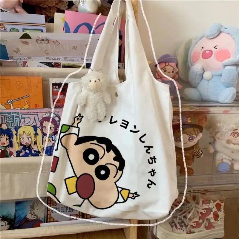 

2024 New Kawaii Crayon Shin Chan Cute Girl Shoulder Bag Student Classroom Handbag Anime Cartoon Canvas Bag Gifts for Girls