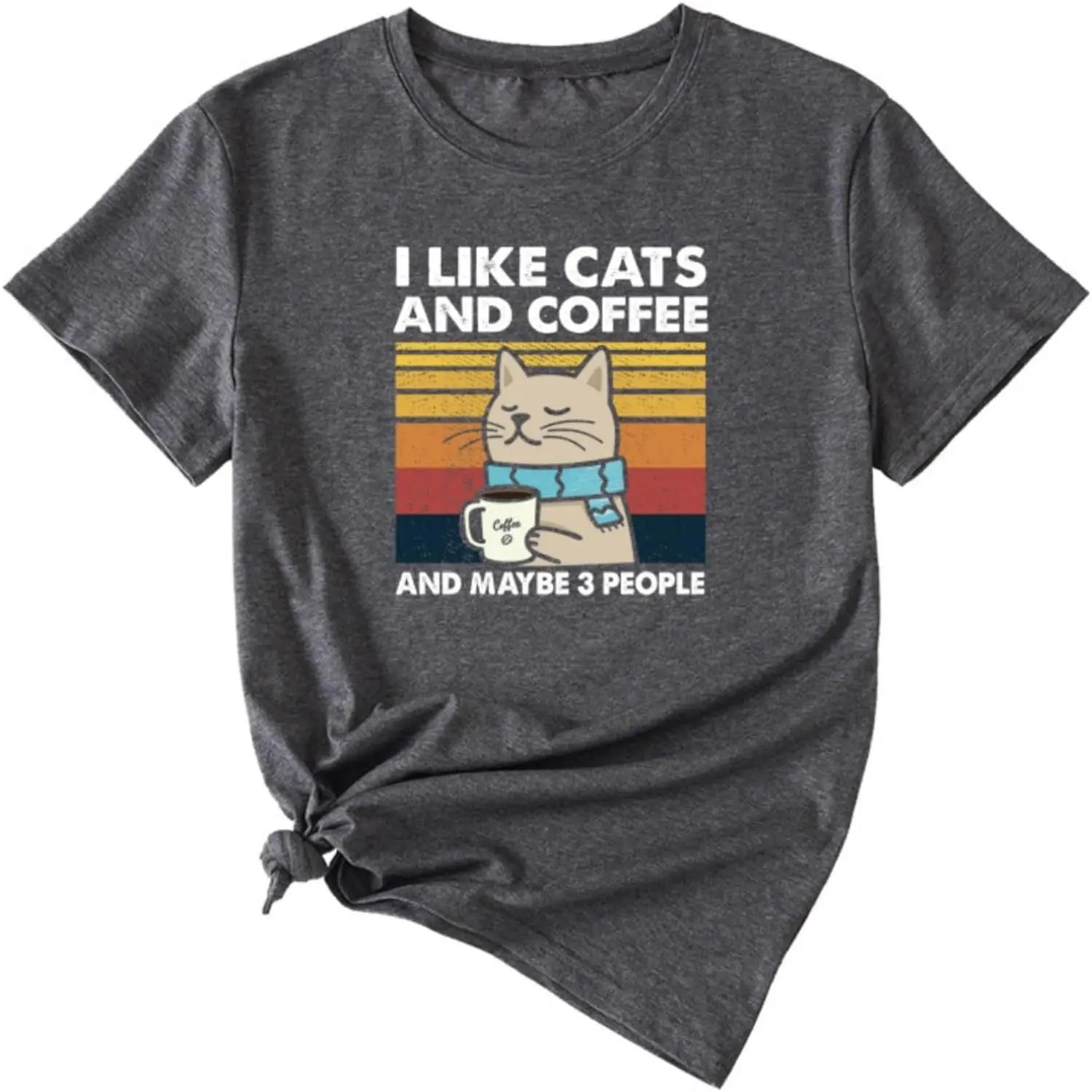 

Мне нравятся коты и кофе и, возможно, футболка для 3 человек, ретро Винтажная футболка для влюбленных кошек