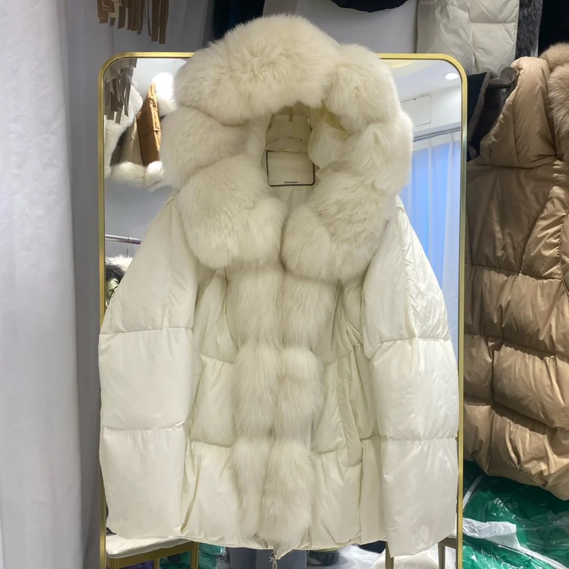 Hooded Puffer Jacket for Women, White Duck Down Coat, Super Large, Real Silver Fox Fur Collar, New Fashion Outerwear, 2023
Hooded Puffer Jacket for Women, White Duck Down Coat, Super Large, Real Silver Fox Fur Collar, New Fashion Outerwear, 2023
