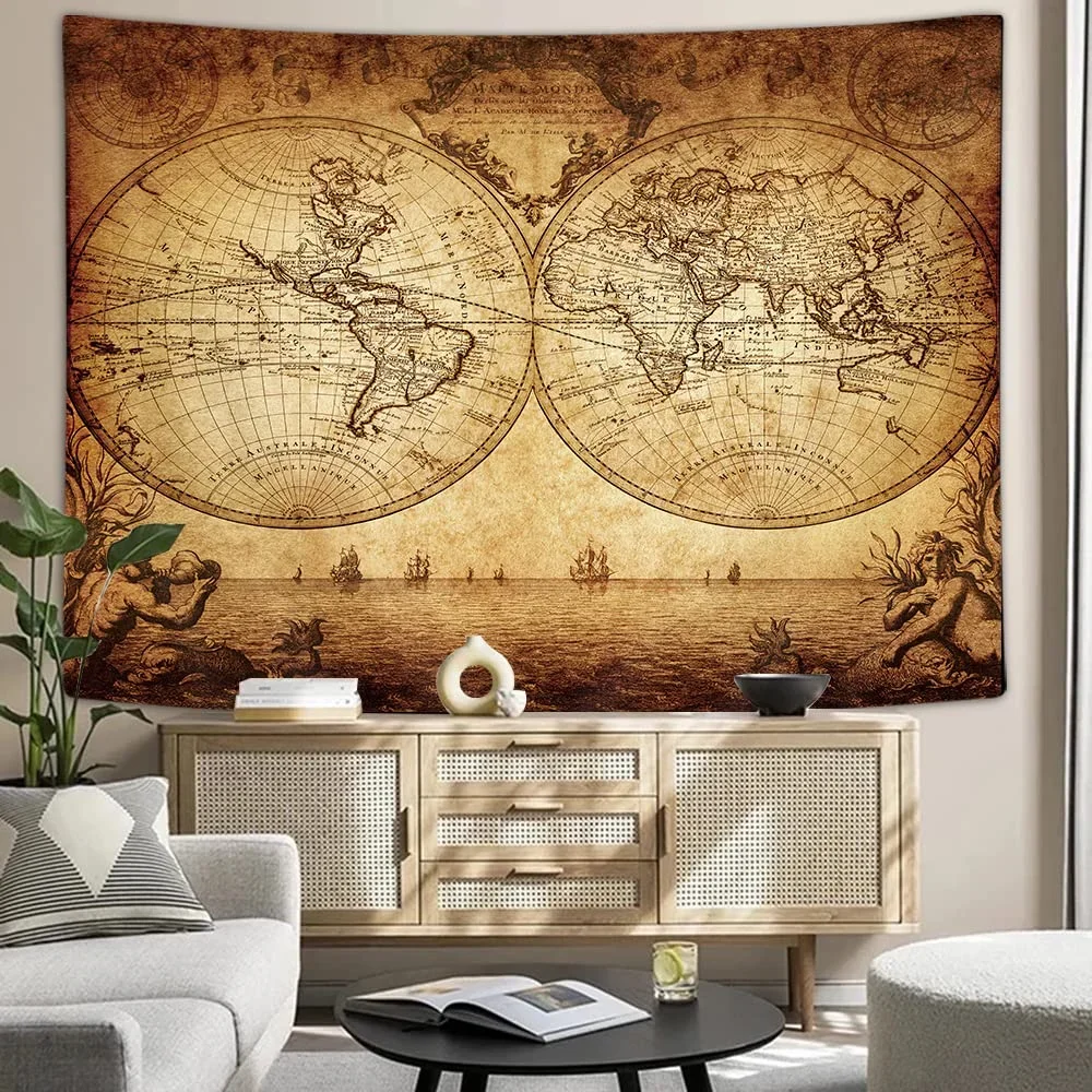 

NYMB World Map Tapestry Bohemian Beach Mat Tapestry Bedroom Wall Hanging Home Room Decor Aesthetic Printed Tapestry
