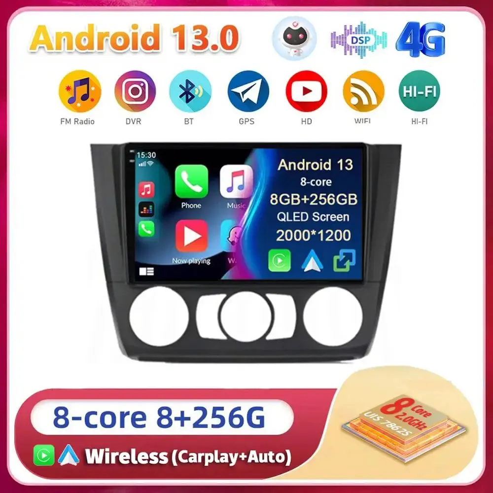 

Android 13 Carplay Auto Car Radio For BMW 1 Series E81 E82 E87 E88 AT/MT 2004-2012 Multimedia GPS Player Stereo 2din Head Unit