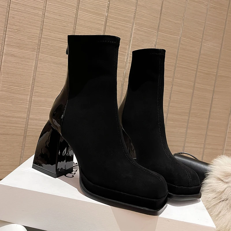 2023 new Autumn winter Women ankle boots 22-25cm cpwhide+Elastic flock+pigskin modern boots square toe back zip skinny boots
2023 new Autumn winter Women ankle boots 22-25cm cpwhide+Elastic flock+pigskin modern boots square toe back zip skinny boots