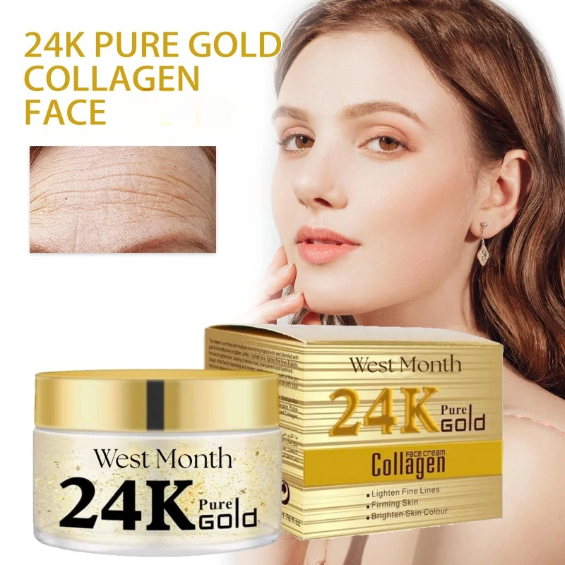

24k Gold Collagen Face Cream fade Fine Lines Brighten Skin Firming Moisturizer Whitening Anti Aging Anti Wrinkle facial Care