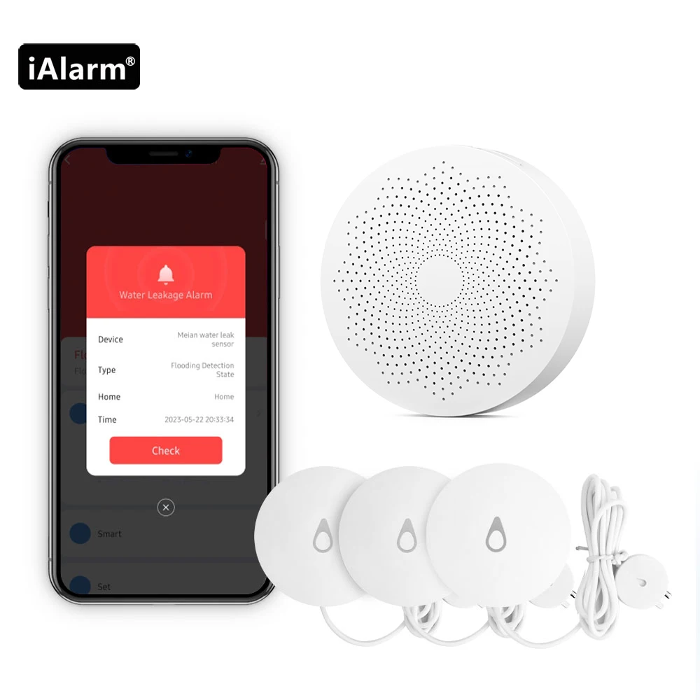 iAlarm 3 Pack Water Leak Detector and 100dB Zigbee Hub, Wireless Water Leak Sensor Flood Detection Alarm for Laundry, Bathroom
iAlarm 3 Pack Water Leak Detector and 100dB Zigbee Hub, Wireless Water Leak Sensor Flood Detection Alarm for Laundry, Bathroom