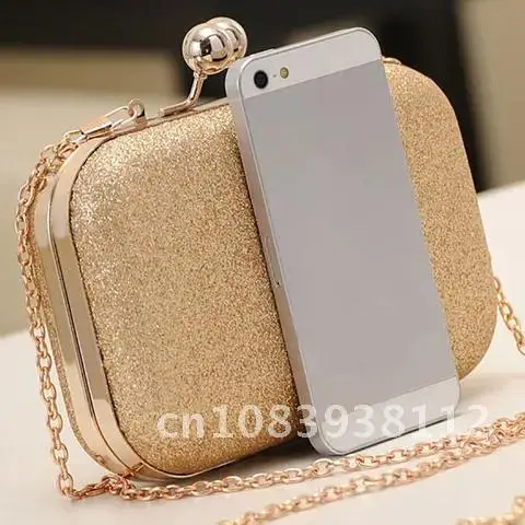 

Ladies' Gold Chain Messenger Bag Mini Minaudiere Hand Bag Purse Wedding Ball Clutch Bag With Chain Bling Evening Party Handbag