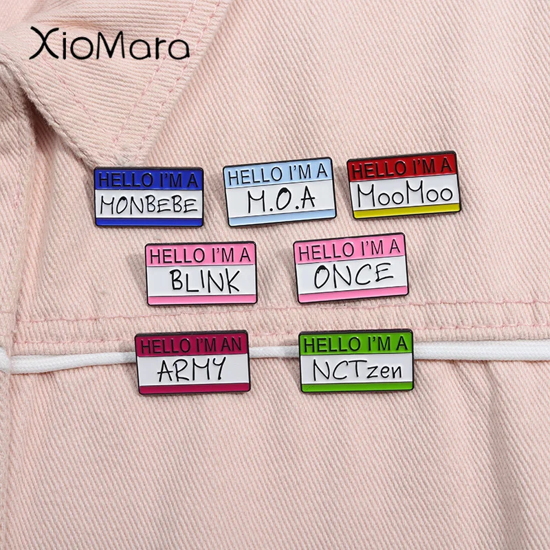 

Hello I'm an Army Enamel Pin Korean Kpop Boy Girl Band Fans Assistance Dialog Box Brooch Lapel Badge Jewelry Gift For Friends