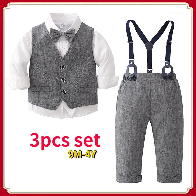 Baby Clothes Set Kids Clothes British Three Piece Children's Clothing Baby Long Sleeve Polo Shirt+vest+straps Pants Boys' Sets
Baby Clothes Set Kids Clothes British Three Piece Children's Clothing Baby Long Sleeve Polo Shirt+vest+straps Pants Boys' Sets