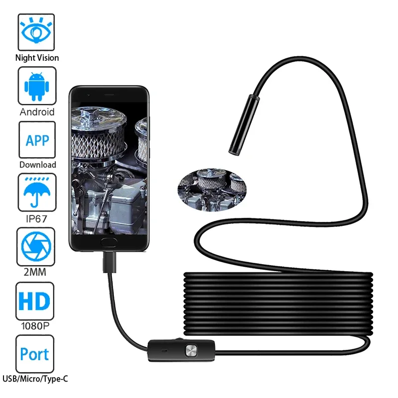Industrial Endoscope Camera HD1080P Single Dual Lens Pipe Car Inspection Borescope Waterproof 6 LEDs Adjustable USB Type-C
Industrial Endoscope Camera HD1080P Single Dual Lens Pipe Car Inspection Borescope Waterproof 6 LEDs Adjustable USB Type-C