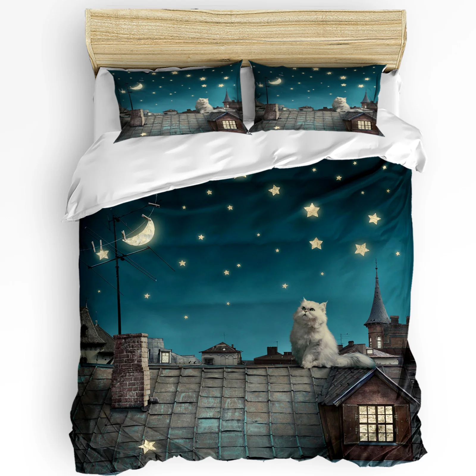 Cat Roof Kitten Night Moon Stars Bedding Set 3pcs Duvet Cover Pillowcase Kids Adult Quilt Cover Double Bed Set Home Textile
Cat Roof Kitten Night Moon Stars Bedding Set 3pcs Duvet Cover Pillowcase Kids Adult Quilt Cover Double Bed Set Home Textile