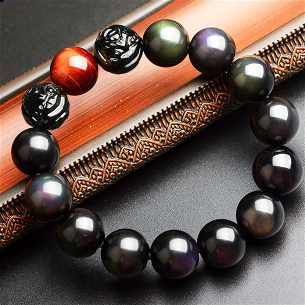 Natural Obsidian Red Yellow Tiger Eye Stone Bracelet for Women in Charm Bracelets Hand Carved End Beads From Raw Ore 10-16mm
Natural Obsidian Red Yellow Tiger Eye Stone Bracelet for Women in Charm Bracelets Hand Carved End Beads From Raw Ore 10-16mm