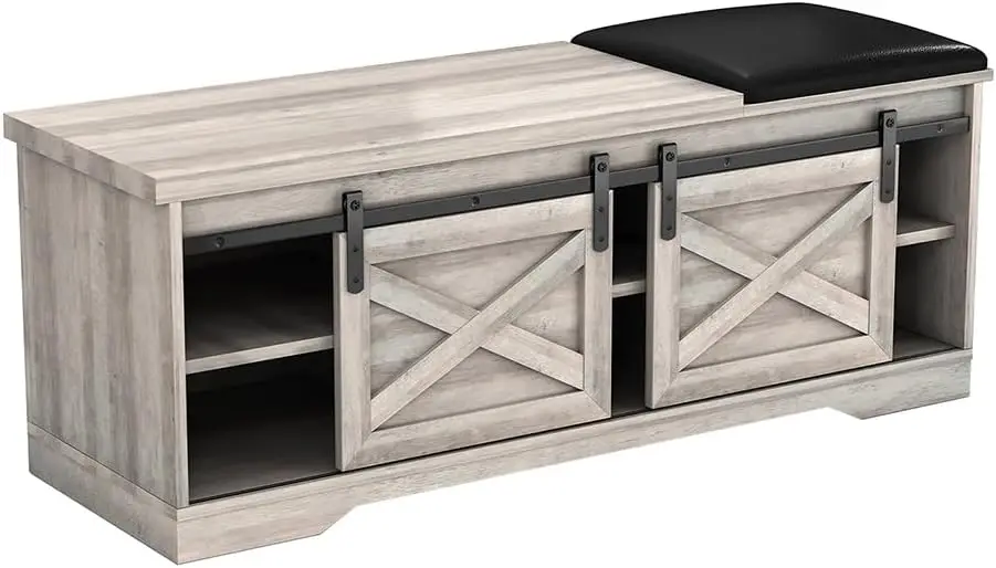 Tzou Farmhouse Entryway Bench with Sliding Doors Adjustable Shelf Leather Cushion Storage Chest Foot Rest Stool
Tzou Farmhouse Entryway Bench with Sliding Doors Adjustable Shelf Leather Cushion Storage Chest Foot Rest Stool