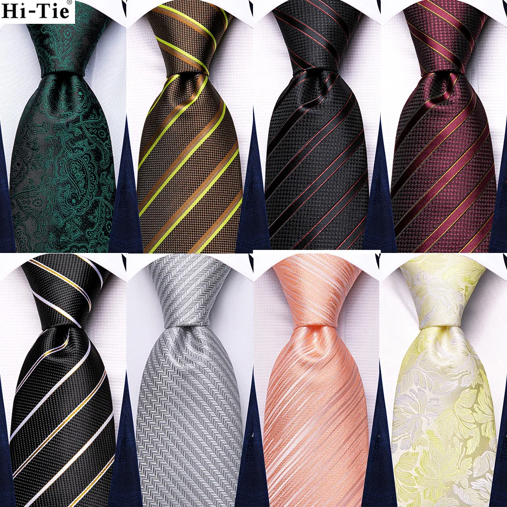 

Новые дизайнерские Серебристые черные полосатые галстуки для мужчин галстук для свадебной вечеринки Роскошные Hanky запонки шелковый галстук набор подарок для мужчин Hi-Tie